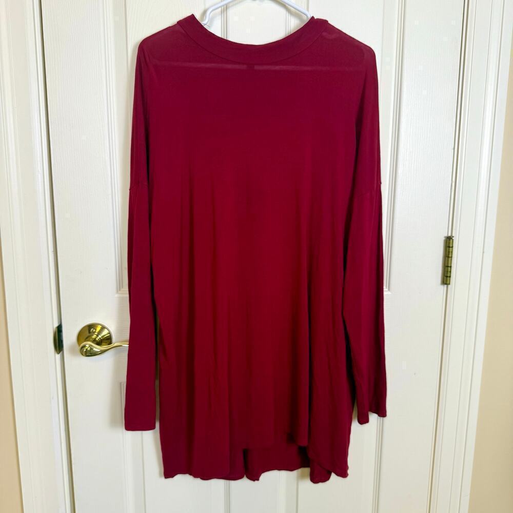 Eileen Fisher Lightweight Viscose Jersey Mock Neck Tunic Large Red Lantern EUC - Picture 2 of 6